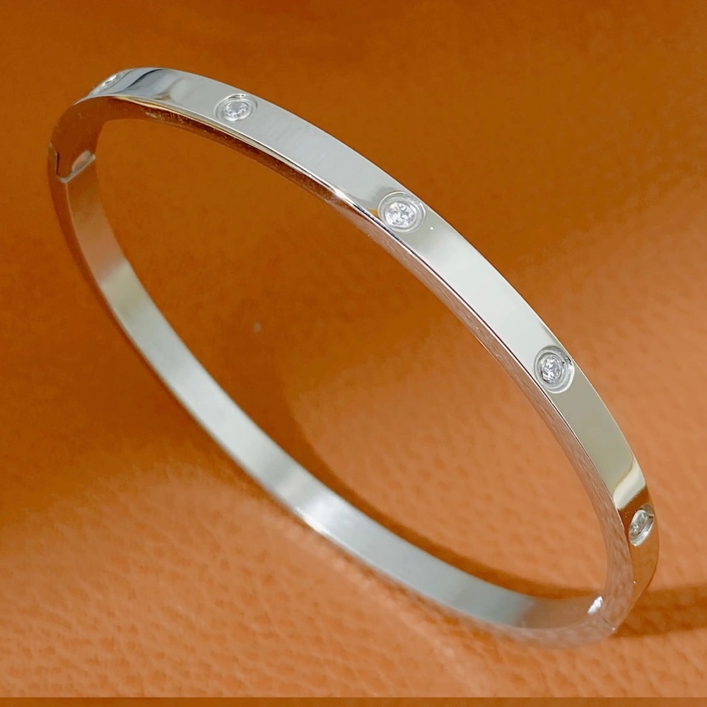 🌸 Bracelet Bangle Stainless Steel/Cubic Zirconia - Picture 4 of 9